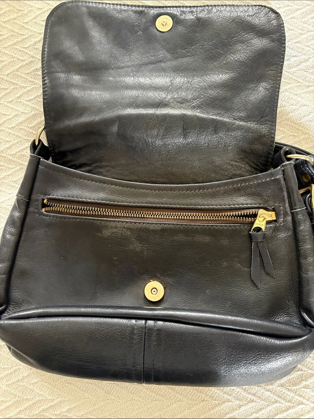 Minimalist Navy blue Leather Shoulder Bag